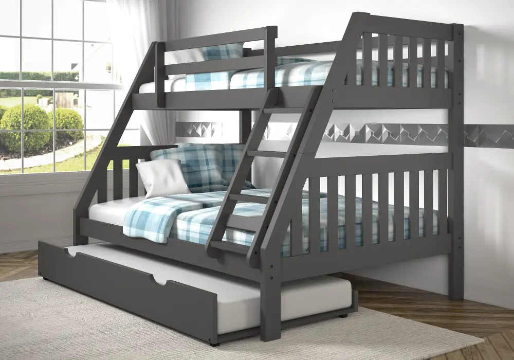 Mission Gray Twin over Full Bunk Bed with Trundle-1