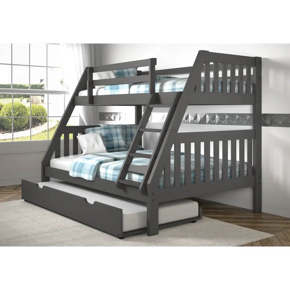 Mission Gray Twin over Full Bunk Bed with Trundle-1