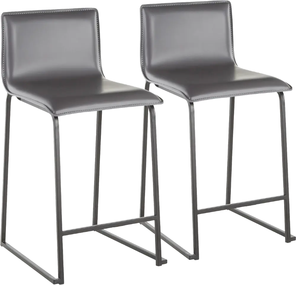 B26-MARAUP BKGY2 Gray and Black Upholstered Counter Height Stool (Set of 2) - Mara-1