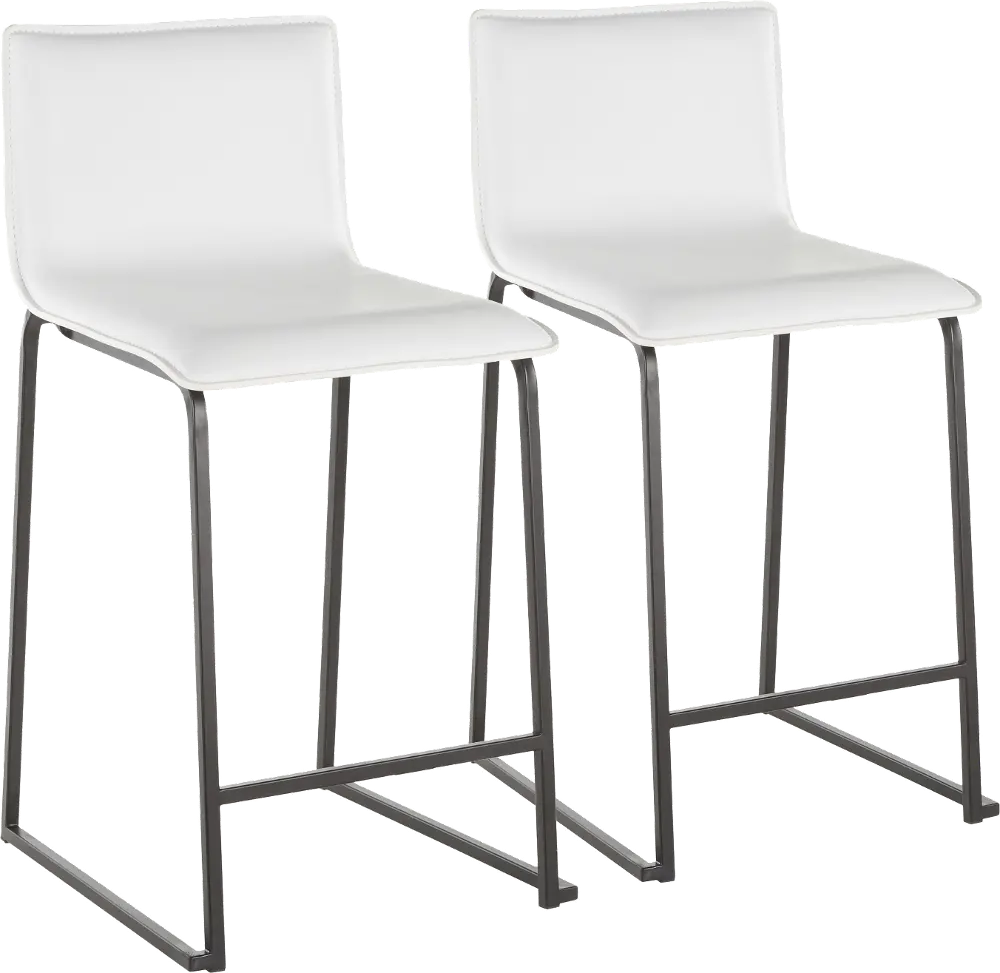 B26-MARAUP BKW2 White and Black Upholstered Counter Height Stool (Set of 2) - Mara-1