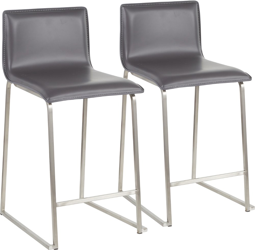 112300782 Gray and Silver Upholstered Counter Height Stool ( sku 112300782