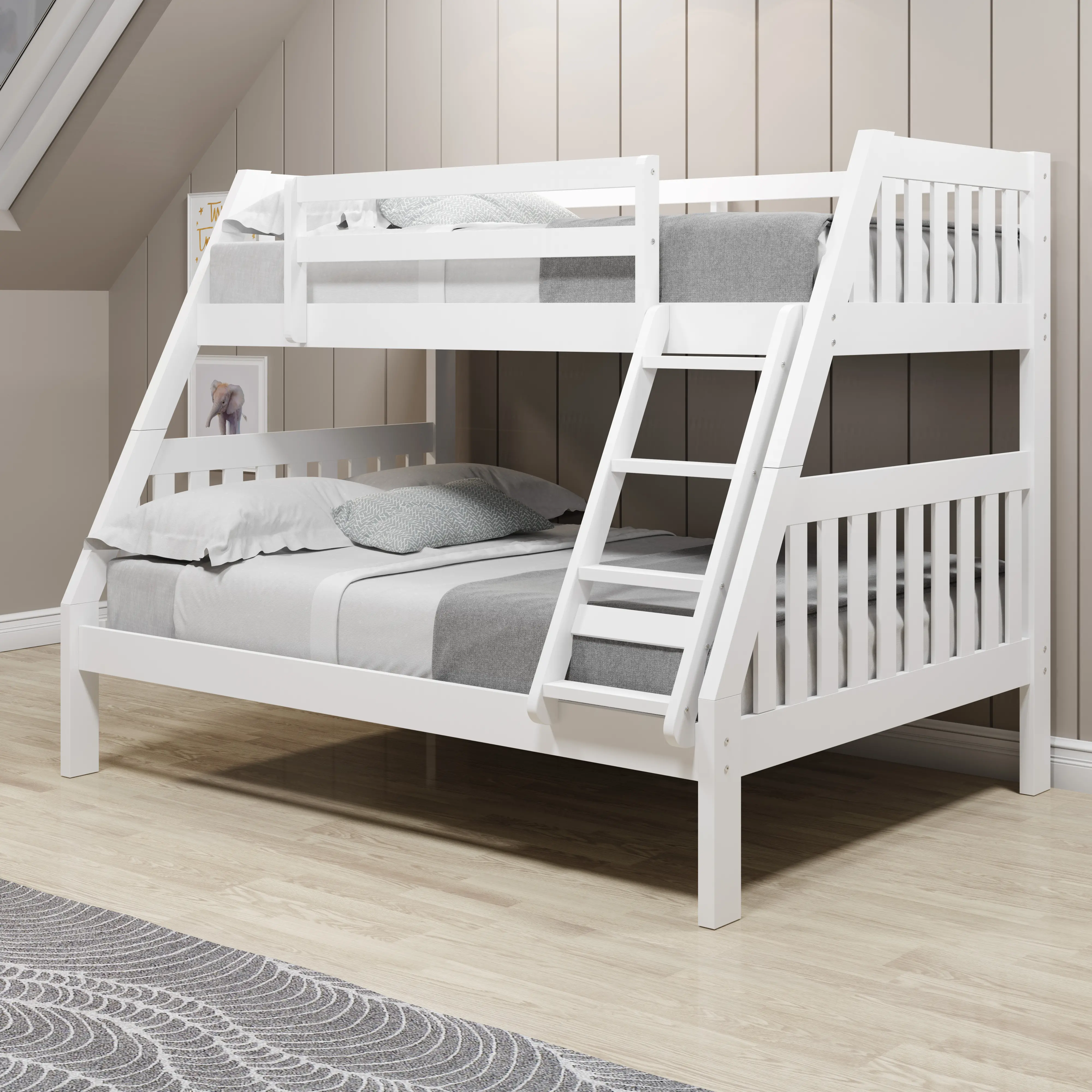 Classic White Twin over Full Bunk Bed - Mission