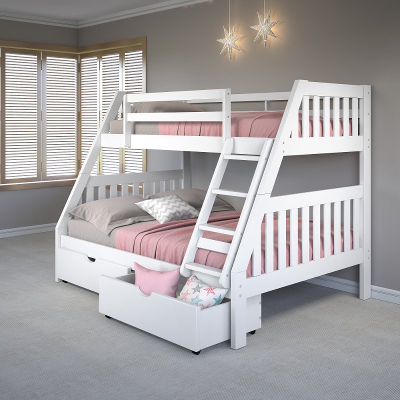 White Twin Over Full Bunk Bed With, Mission Twin Over Full Bunk Bed