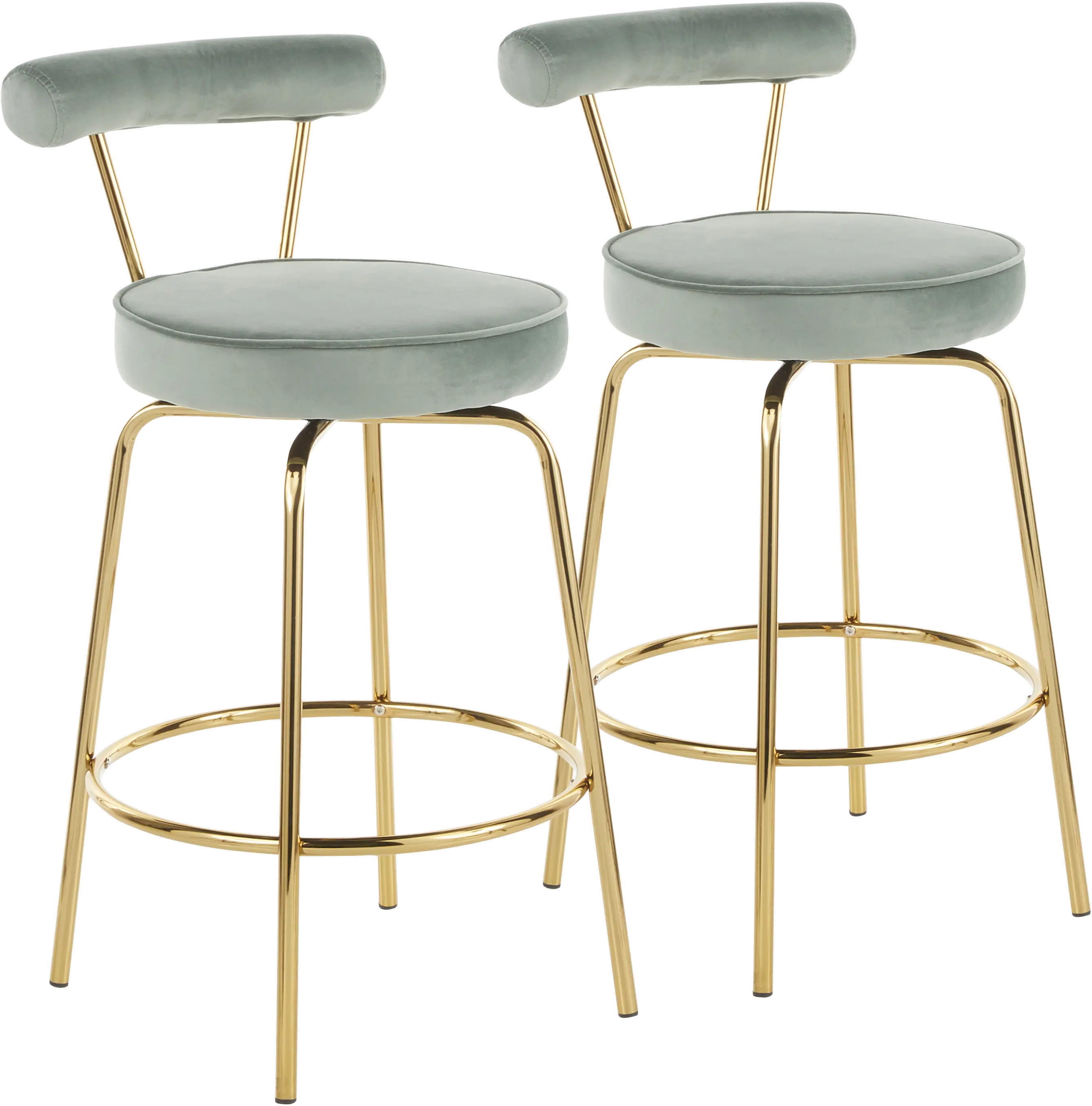 Contemporary Sage Green and Gold Swivel Counter Height Stool (Set...