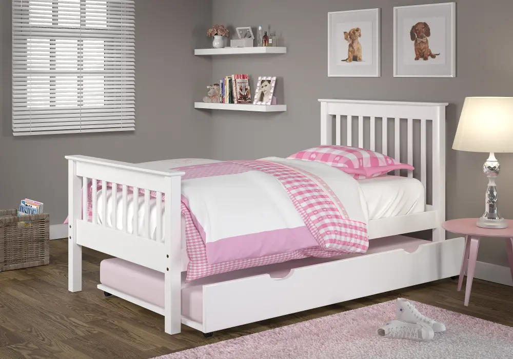 Classic Mission White Twin Bed with Trundle - Monaco-1