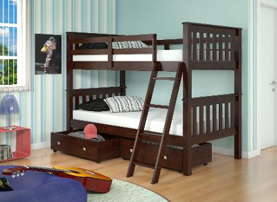 Cappuccino Brown Twin Over Bunk, Allentown Twin Over Twin Bunk Bed