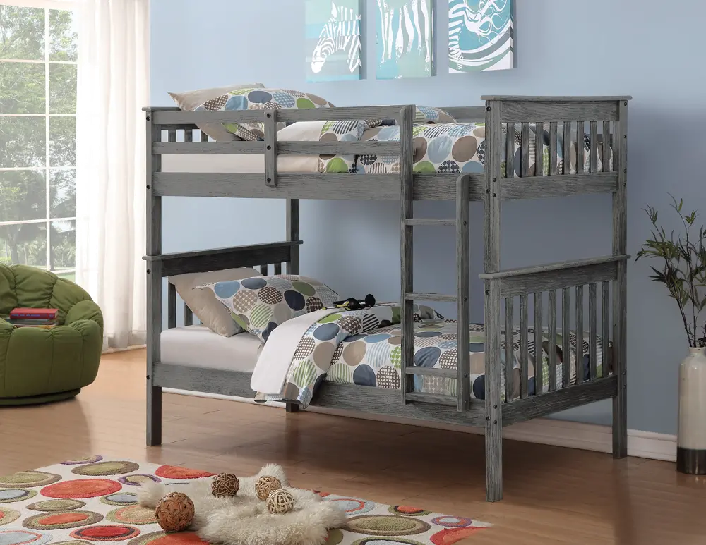 Mission Gray Twin-over-Twin Bunk Bed - Craftsman-1