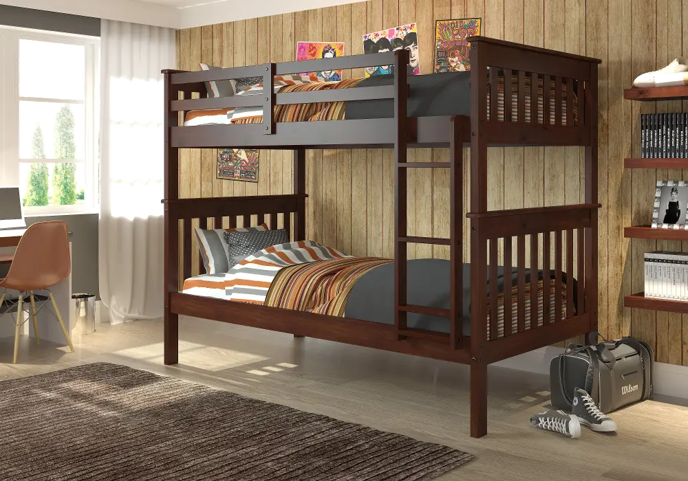 Dark Cappuccino Brown Twin-over-Twin Bunk Bed - Craftsman-1