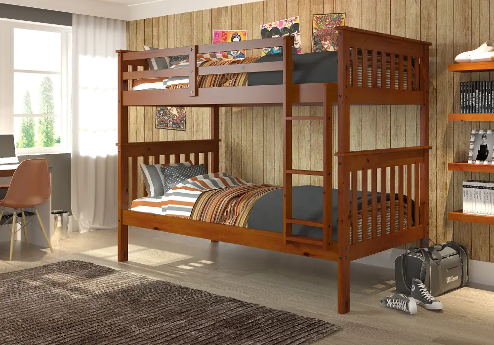 Craftsman Espresso Brown Twin-over-Twin Bunk Bed-1