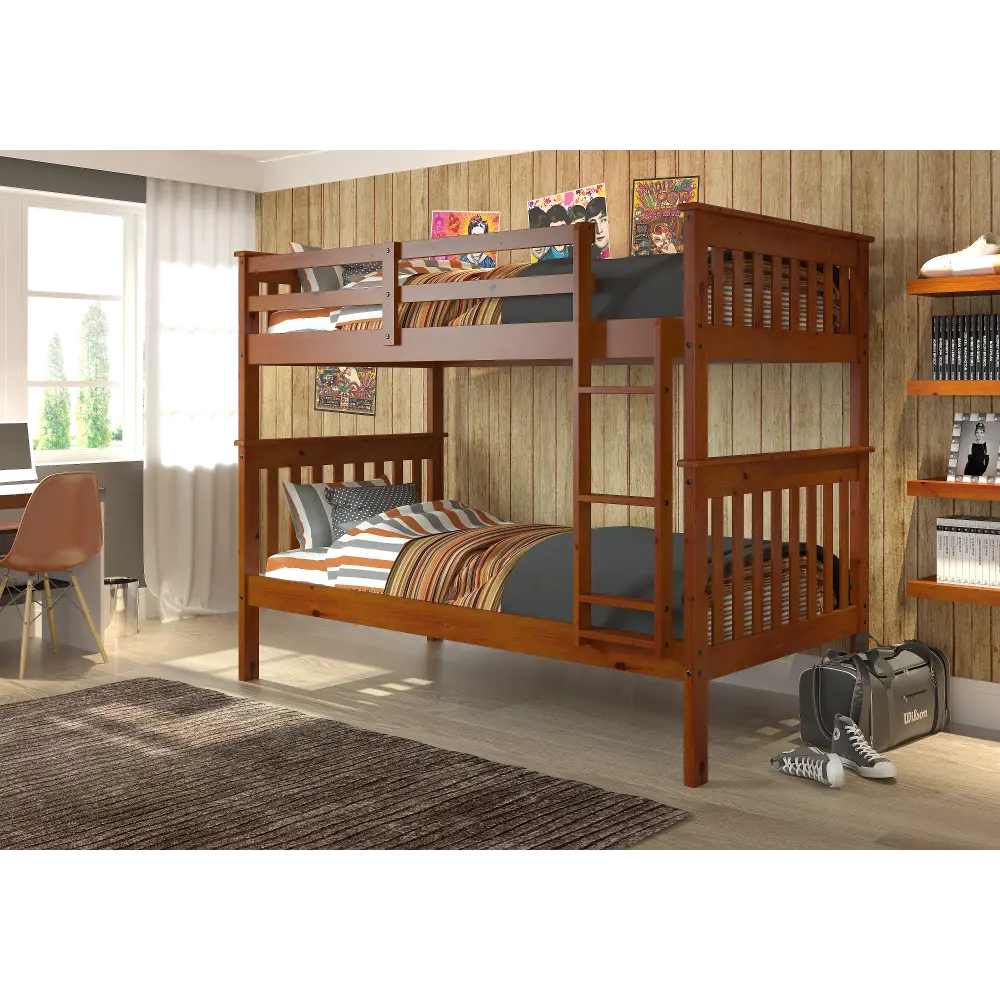 Craftsman Espresso Brown Twin-over-Twin Bunk Bed-1