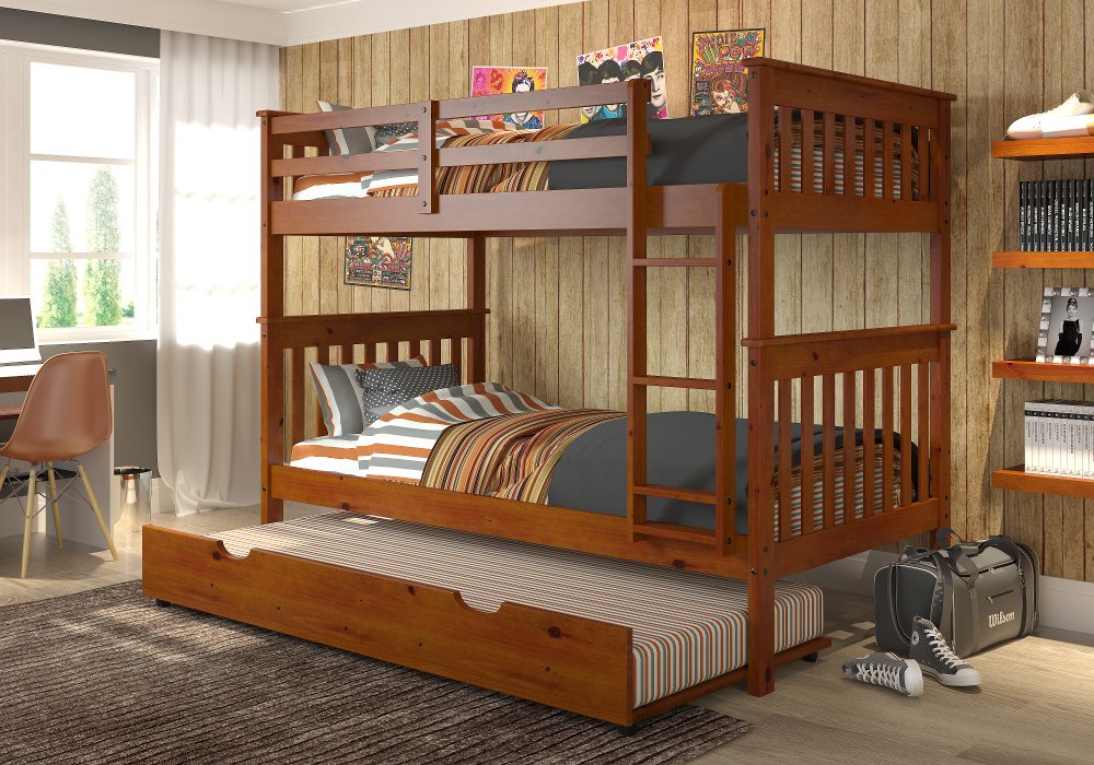 Craftsman Espresso Brown Twin-over-Twin Bunk Bed with Trundle