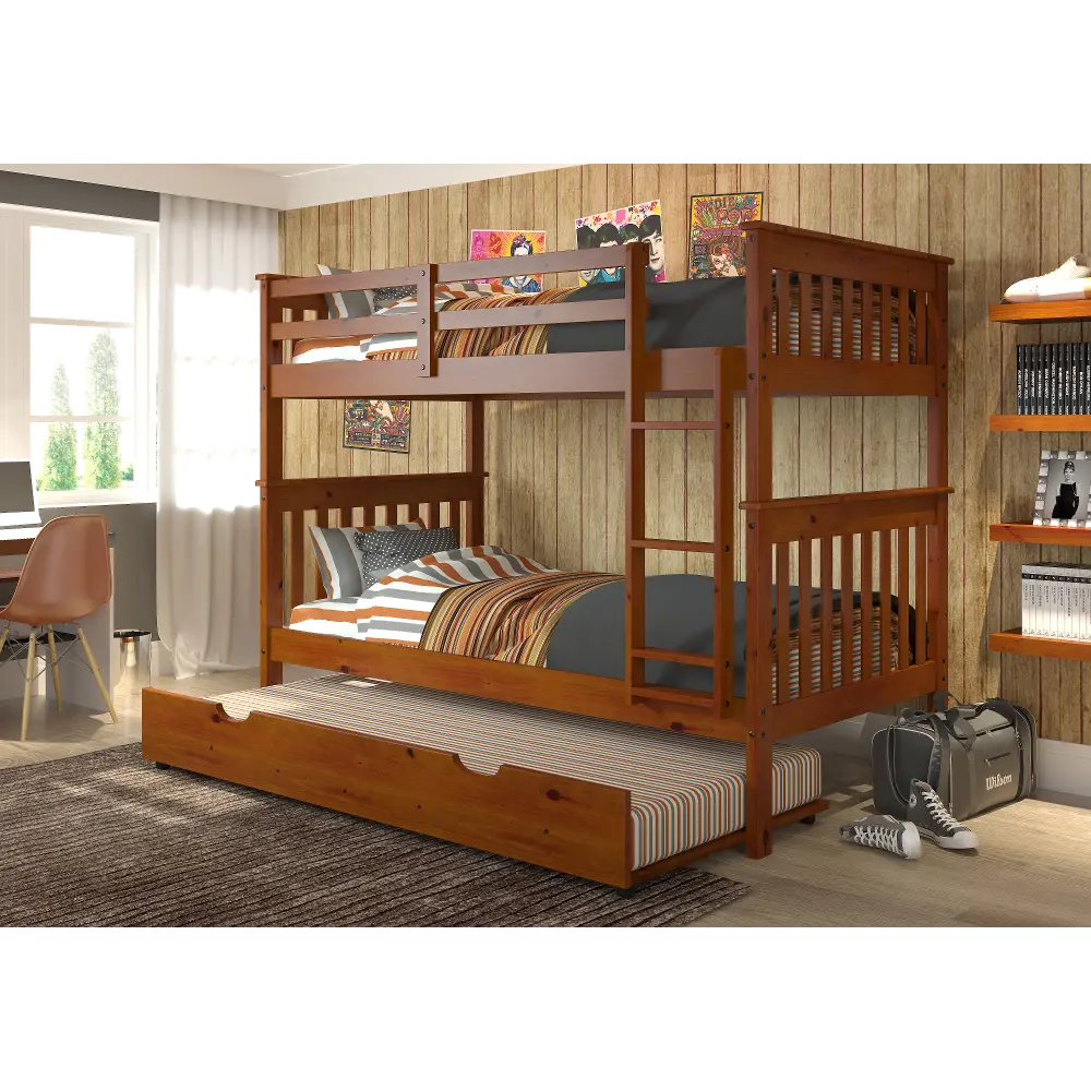 Craftsman Espresso Brown Twin-over-Twin Bunk Bed with Trundle-1