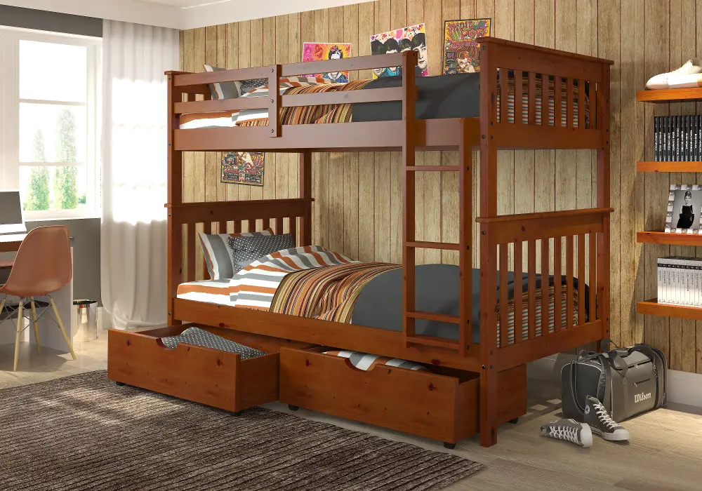 Craftsman Espresso Brown Twin-over-Twin Bunk Bed with Storage-1