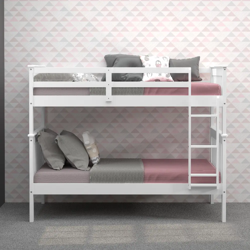 Mission White Twin-over-Twin Bunk Bed - Craftsman-1