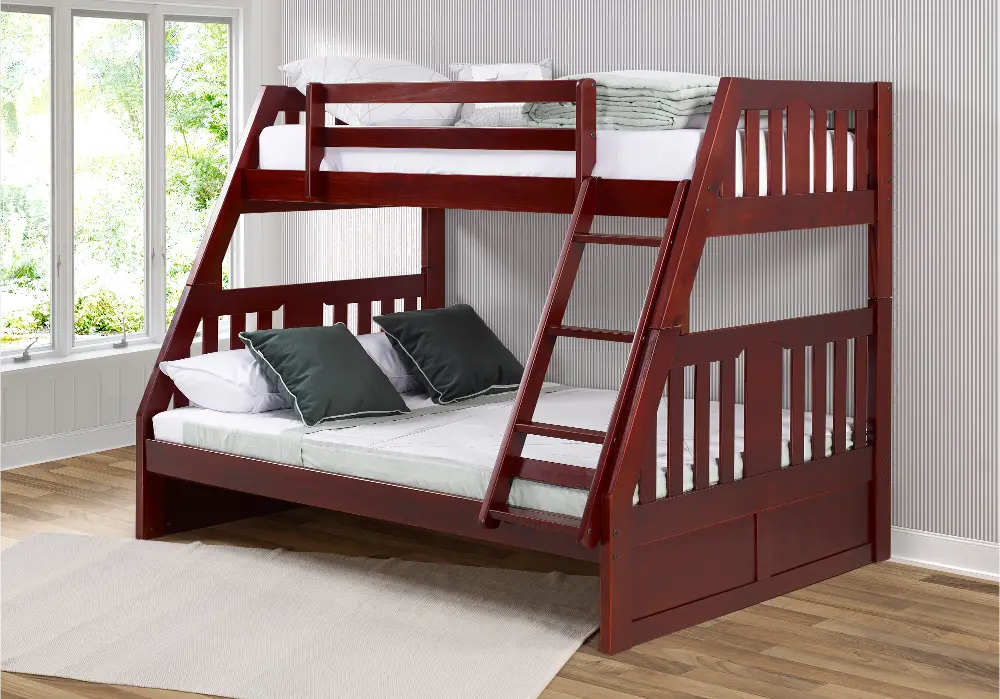 Classic Merlot Twin over Full Bunk Bed - Mission-1