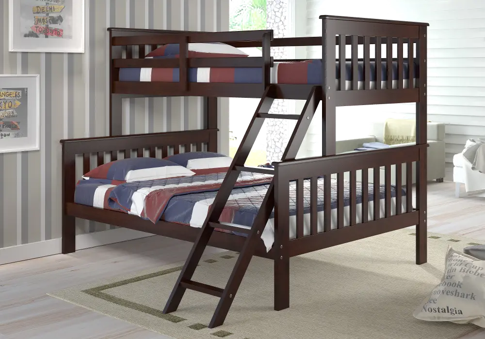 Cappuccino Brown Twin over Full Bunk Bed - Arts & Crafts-1