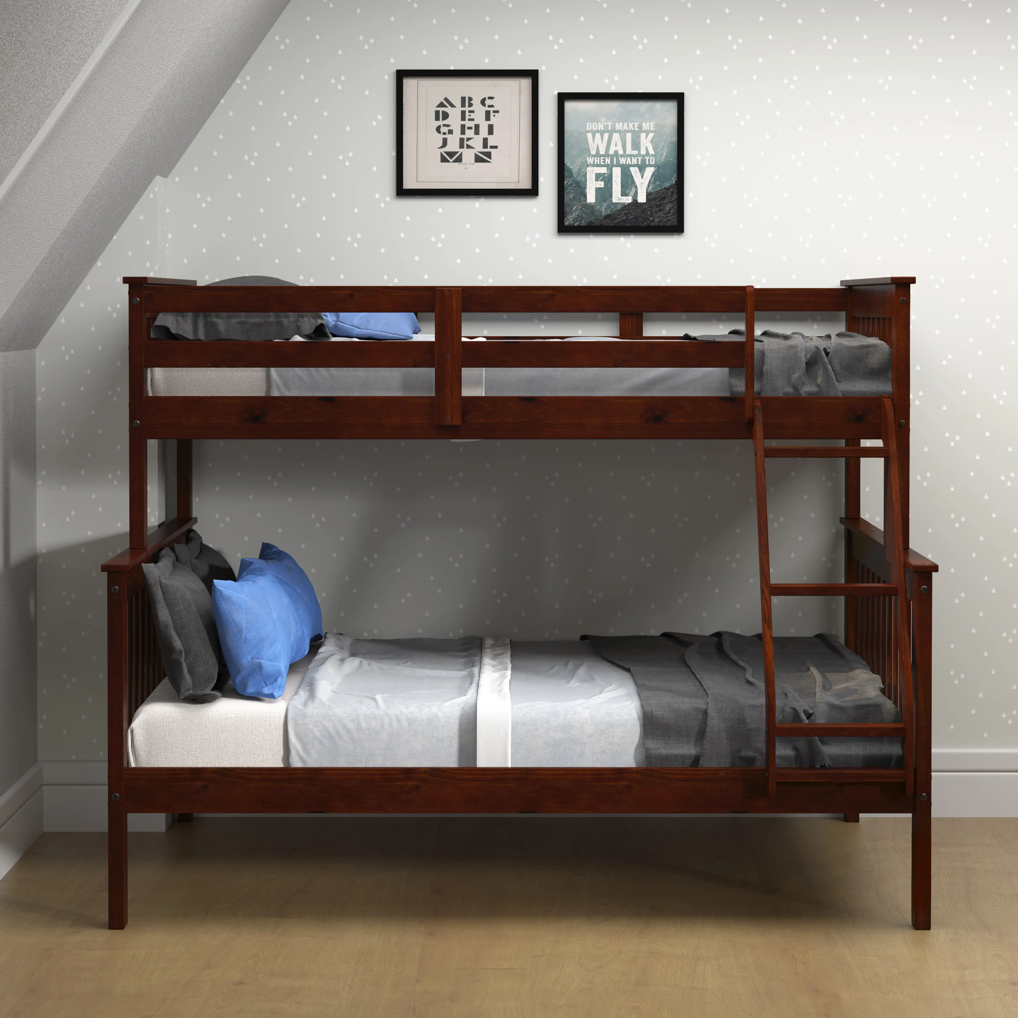 122-3-TFCP Dark Cappuccino Brown Twin-over-Full Bunk Bed - Cr sku 122-3-TFCP
