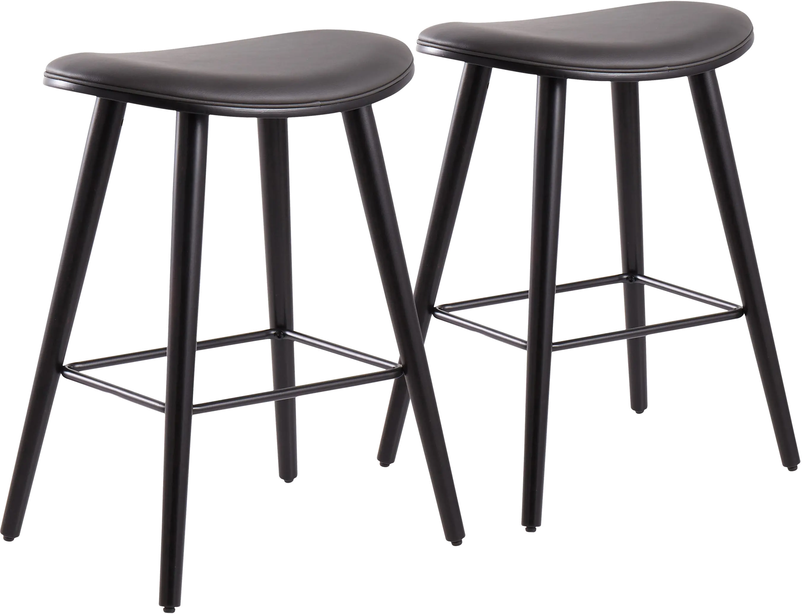 B26-SADLBKGY2 Mid Century 26 Inch Counter Height Stool (Set of 2 sku B26-SADLBKGY2