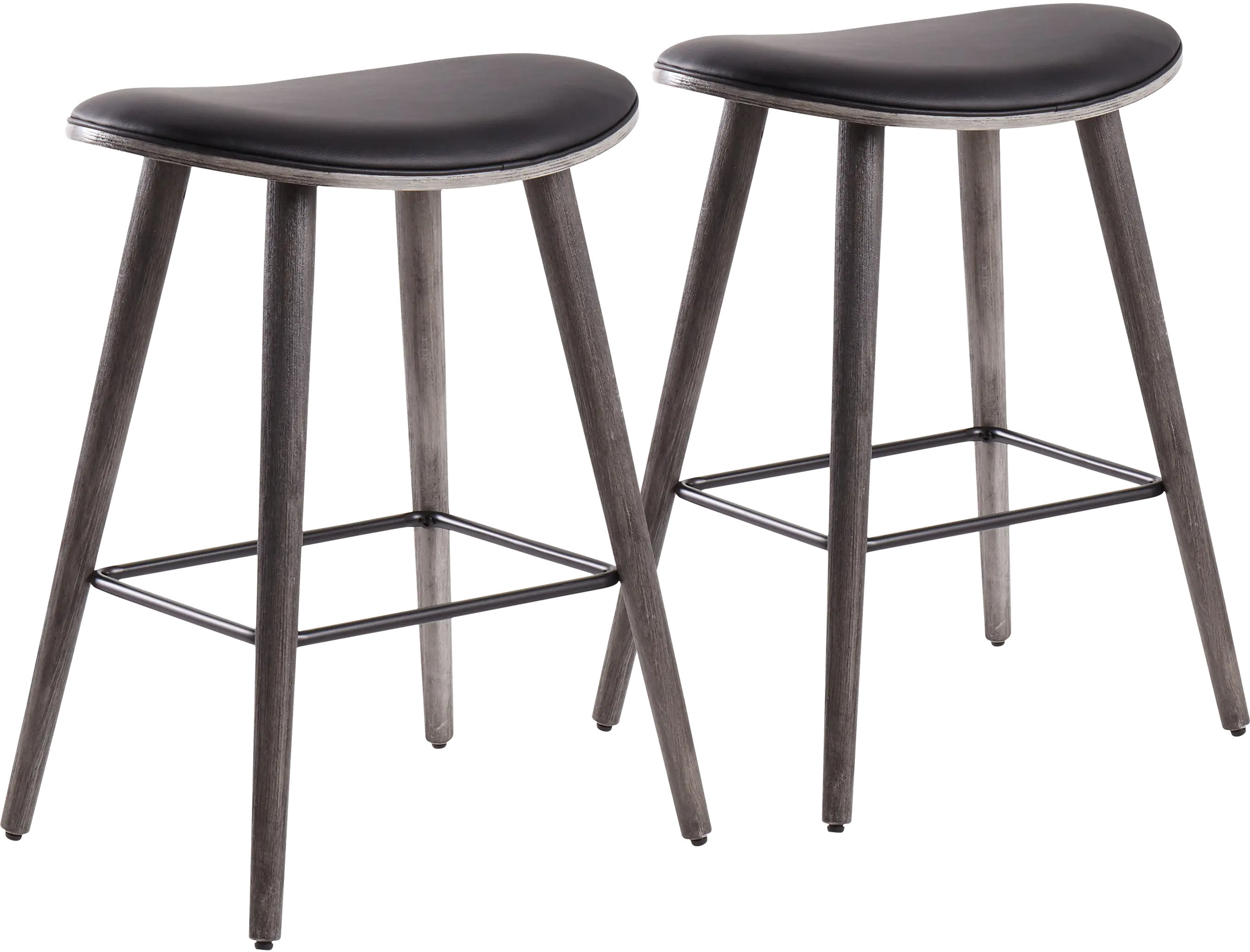 B26-SADLGYBKBK2 Mid Century 26 Inch Counter Height Stool (Set of 2 sku B26-SADLGYBKBK2