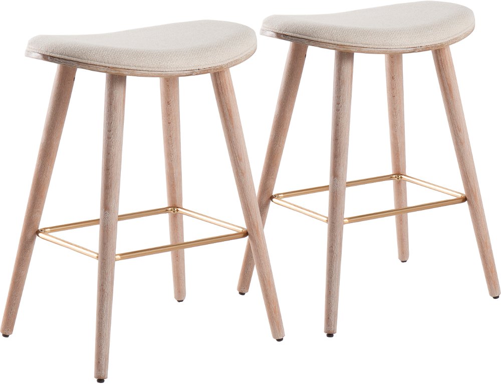 Mid Century 26 Inch Counter Height Stool (Set of 2) - Saddle