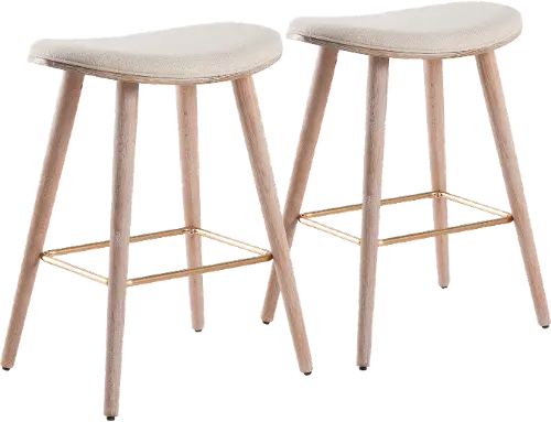 Mid Century 26 Inch Counter Height Stool Set of 2 Saddle RC