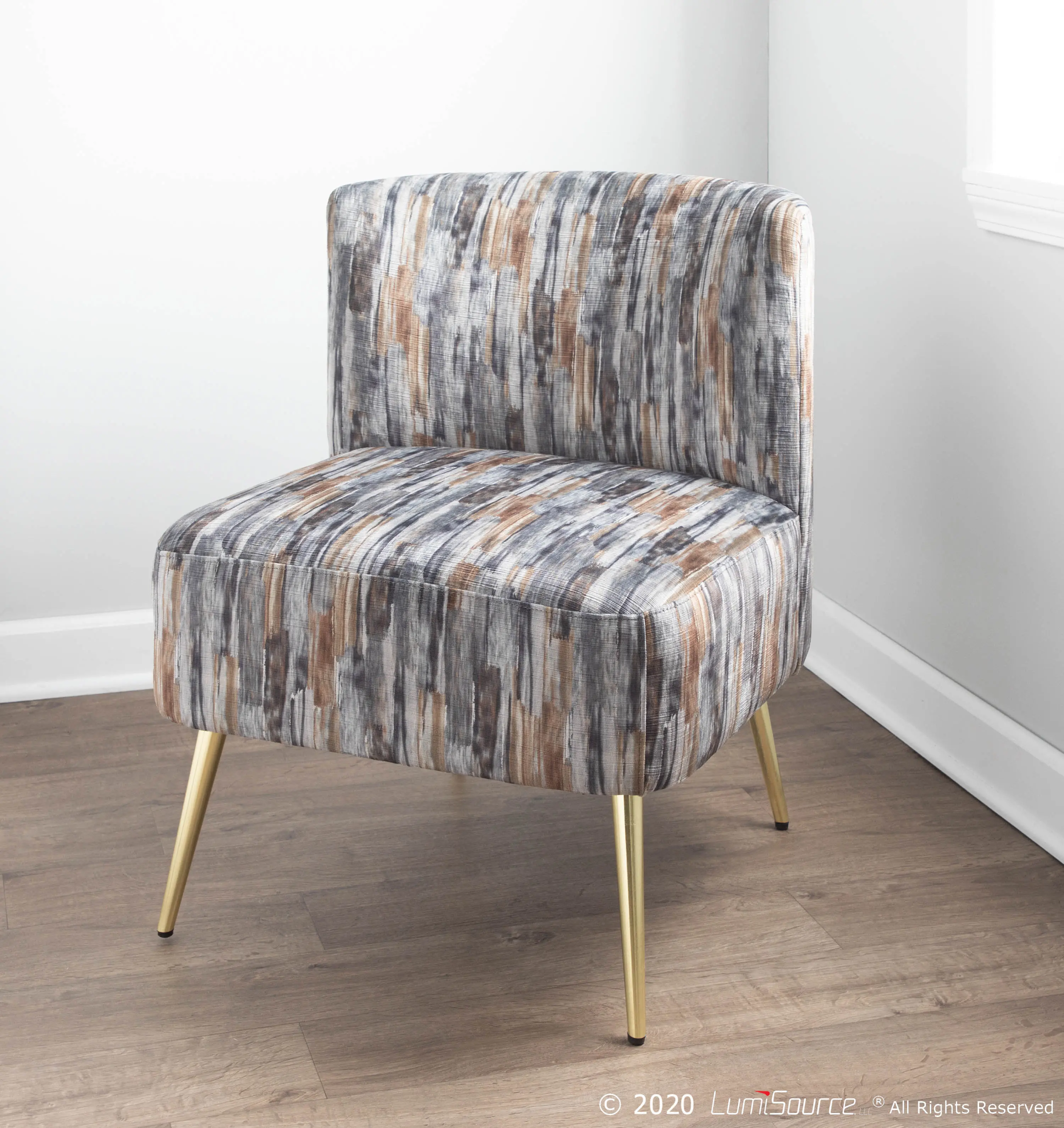 Contemporary Gray Slipper Chair with Gold Legs - Luna