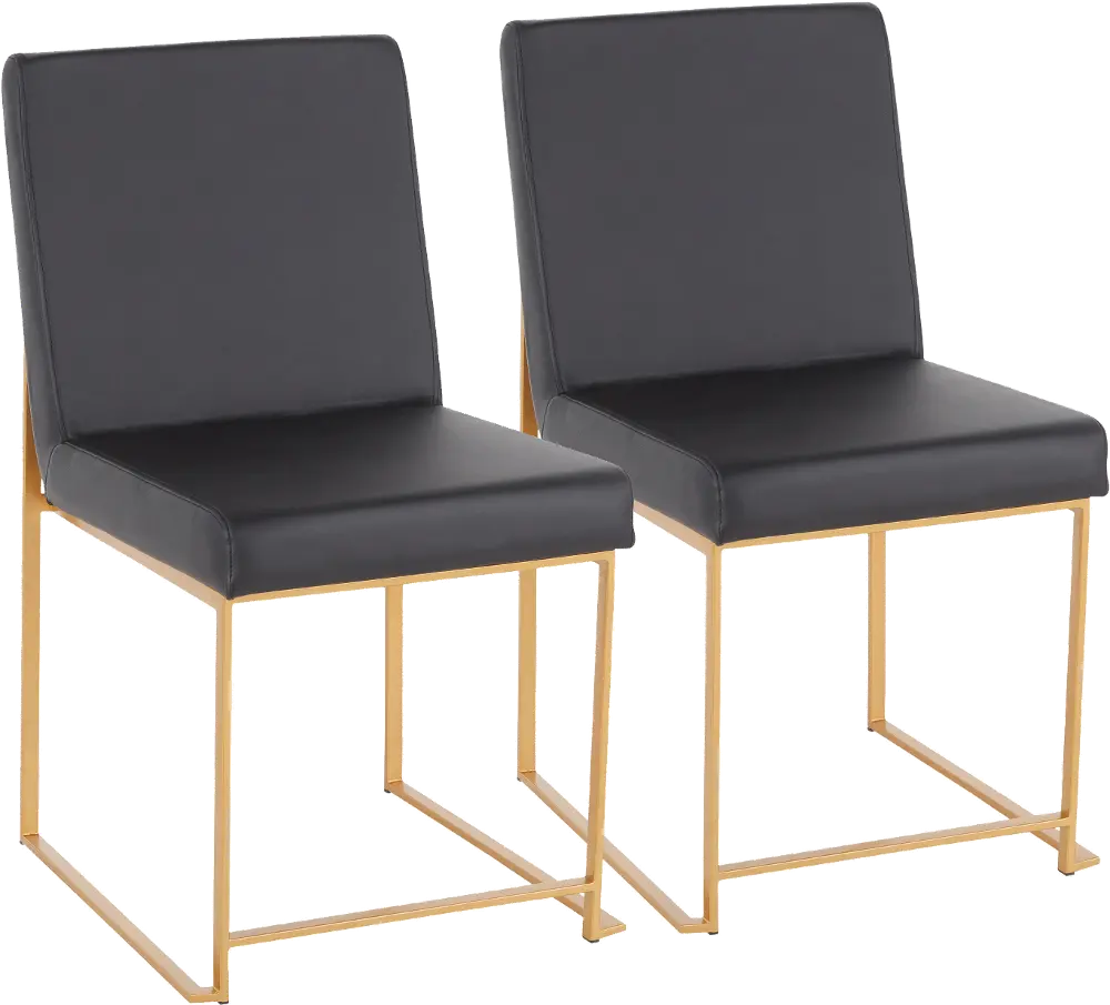 DC-HBFUJI AUBK2 Fuji Black and Gold Dining Chairs, Set of 2-1
