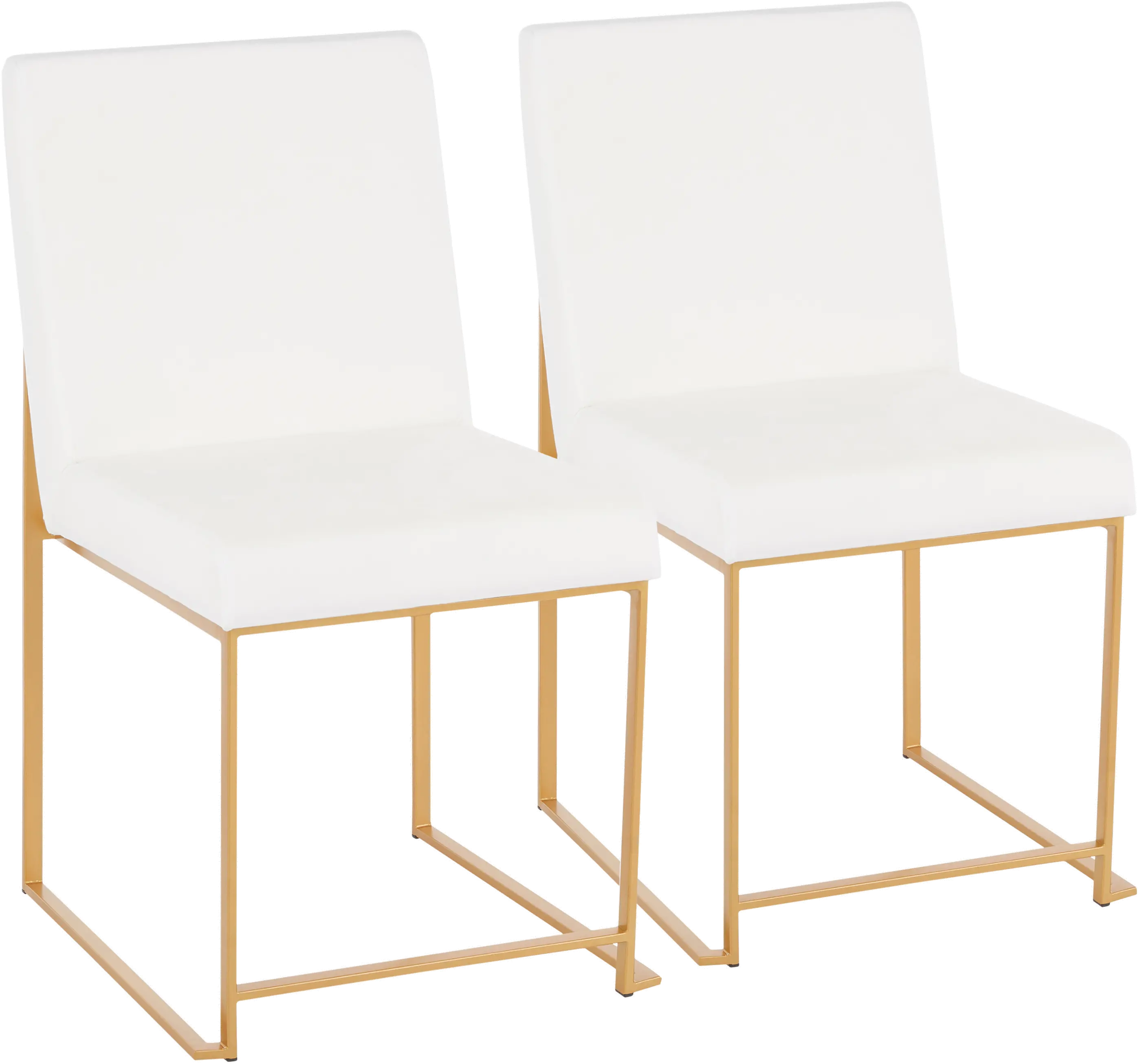 Fuji White and Gold Dining Chairs, Set of 2