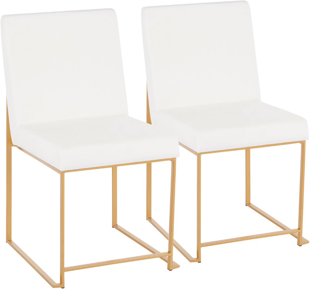 112302602 Fuji White and Gold Dining Chairs, Set of 2 sku 112302602