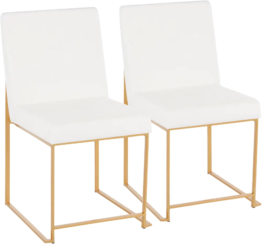 DC-HBFUJI AUVW2 Fuji White and Gold Dining Chairs, Set of 2-1