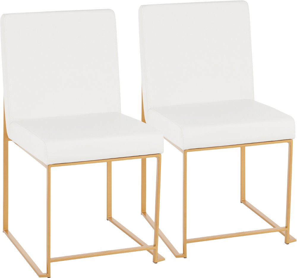 112302629 Fuji White and Gold Leather Dining Chairs, Set of  sku 112302629