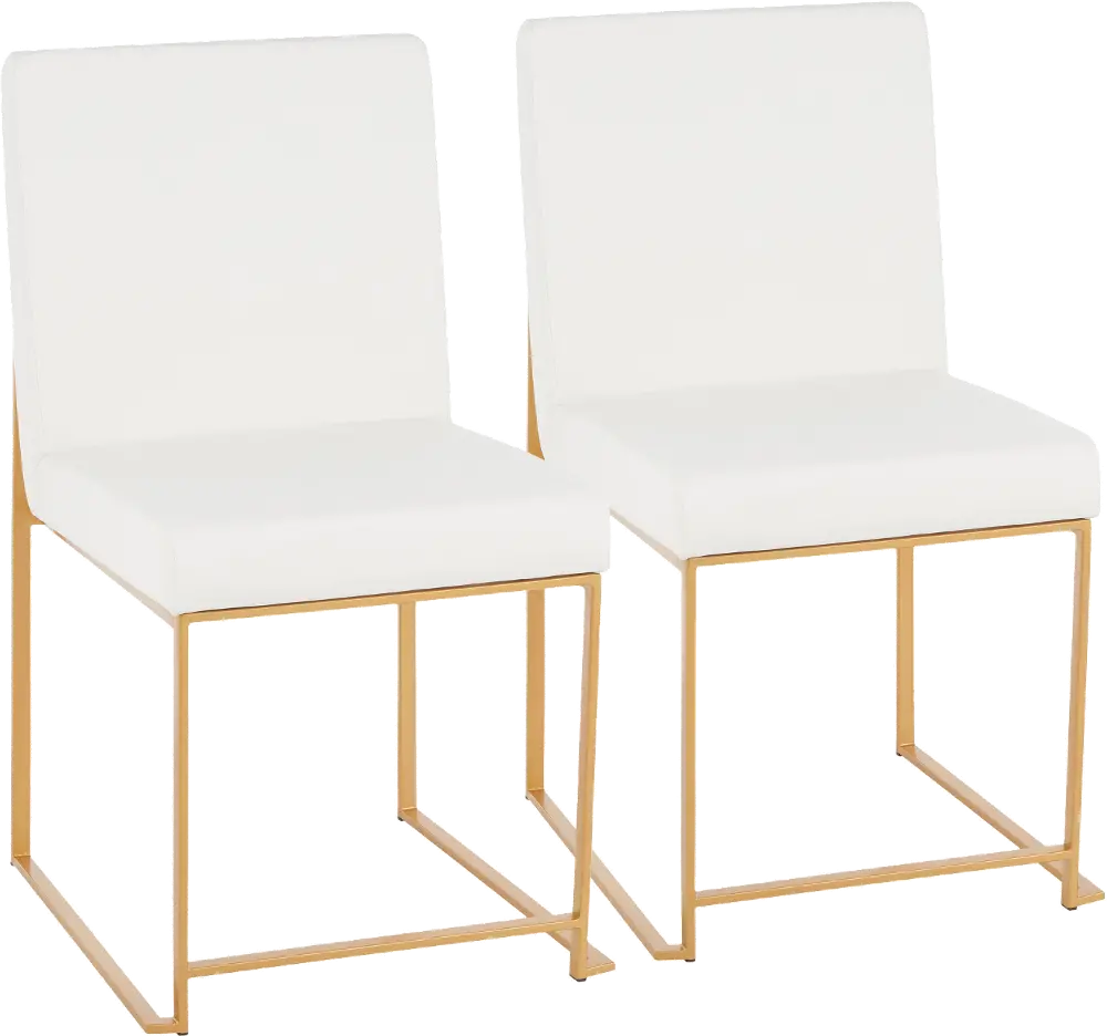 DC-HBFUJI AUW2 Fuji White and Gold Leather Dining Chairs, Set of 2-1