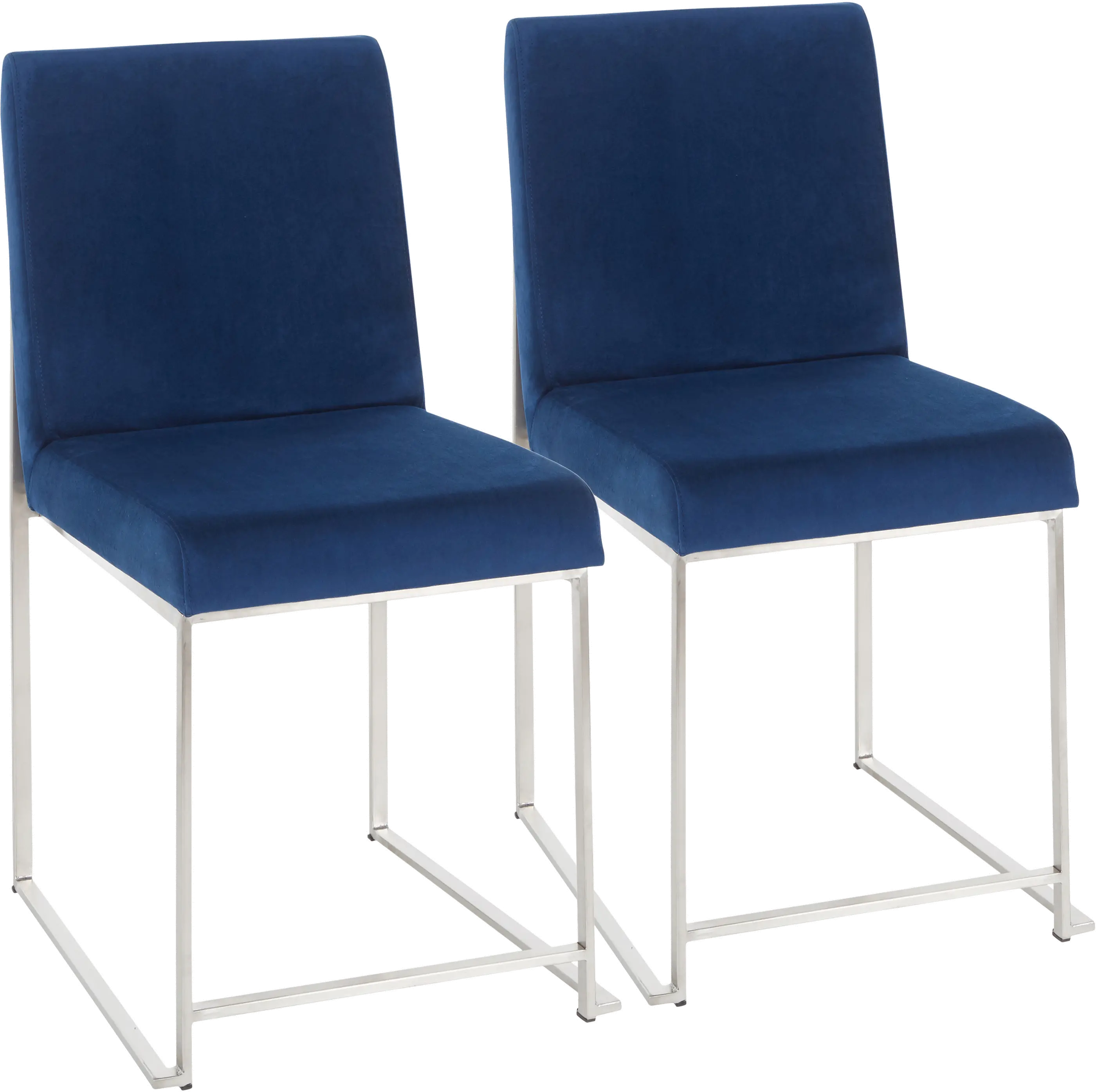 Photos - Chair Lumisource Fuji Blue and Silver Dining , Set of 2 DC-HBFUJI SSVBU2