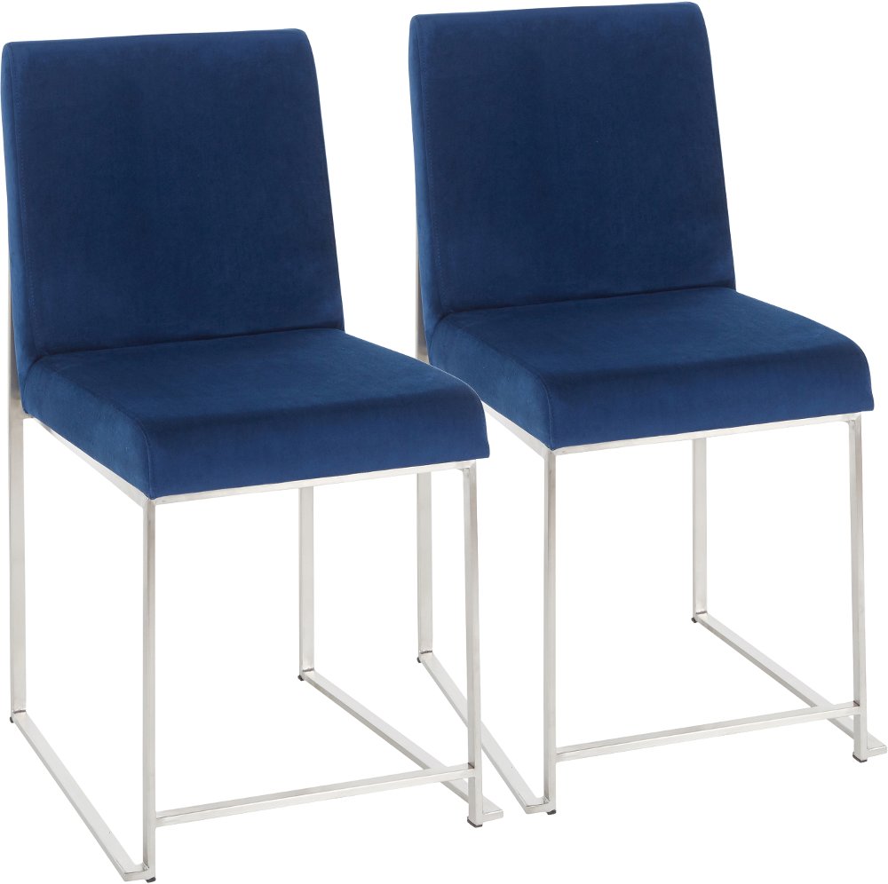 112302688 Fuji Blue and Silver Dining Chairs, Set of 2 sku 112302688