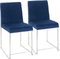 DC-HBFUJI SSVBU2 Fuji Blue and Silver Dining Chairs, Set of 2