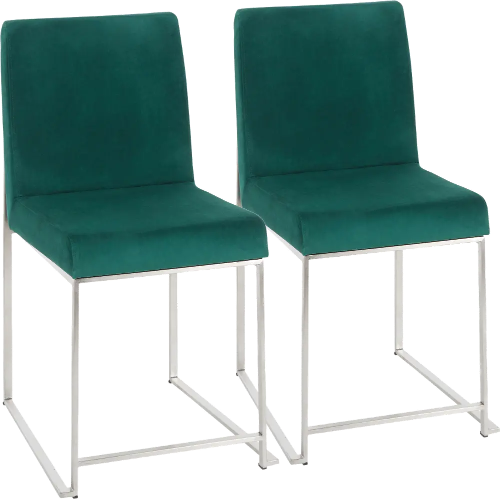 DC-HBFUJI SSVGN2 Fuji Green and Silver Dining Chairs, Set of 2-1