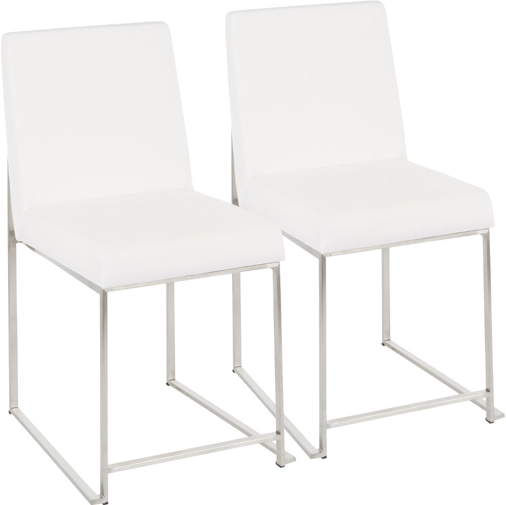 112302742 Fuji White and Silver Dining Chairs, Set of 2 sku 112302742