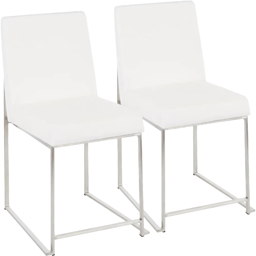 DC-HBFUJI SSVW2 Fuji White and Silver Dining Chairs, Set of 2-1