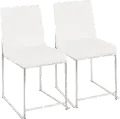 DC-HBFUJI SSVW2 Fuji White and Silver Dining Chairs, Set of 2