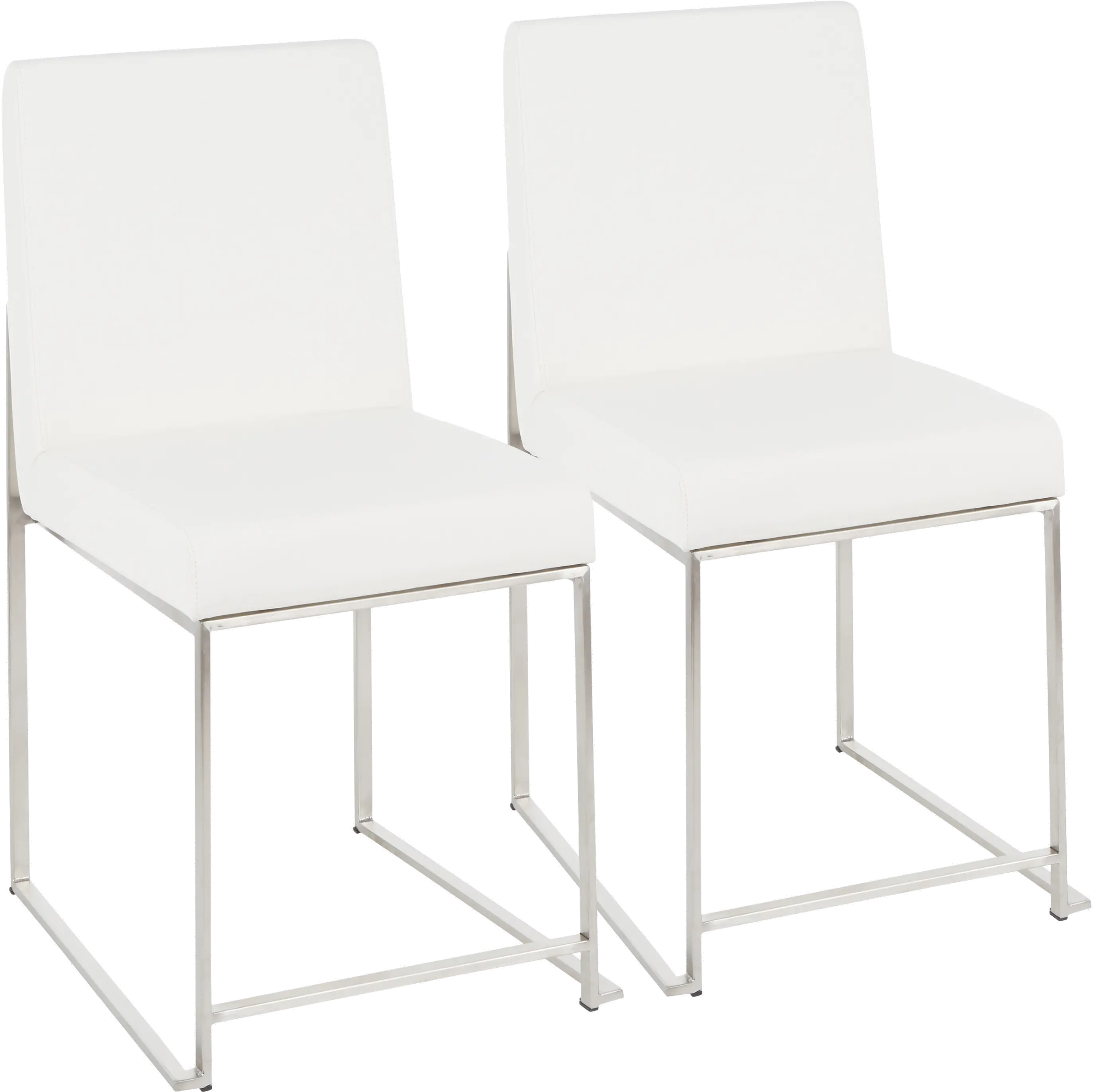Fuji White and Silver Leather Dining Chairs, Set of 2