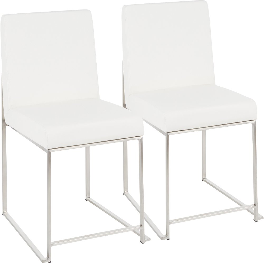 112302769 Fuji White and Silver Leather Dining Chairs, Set o sku 112302769