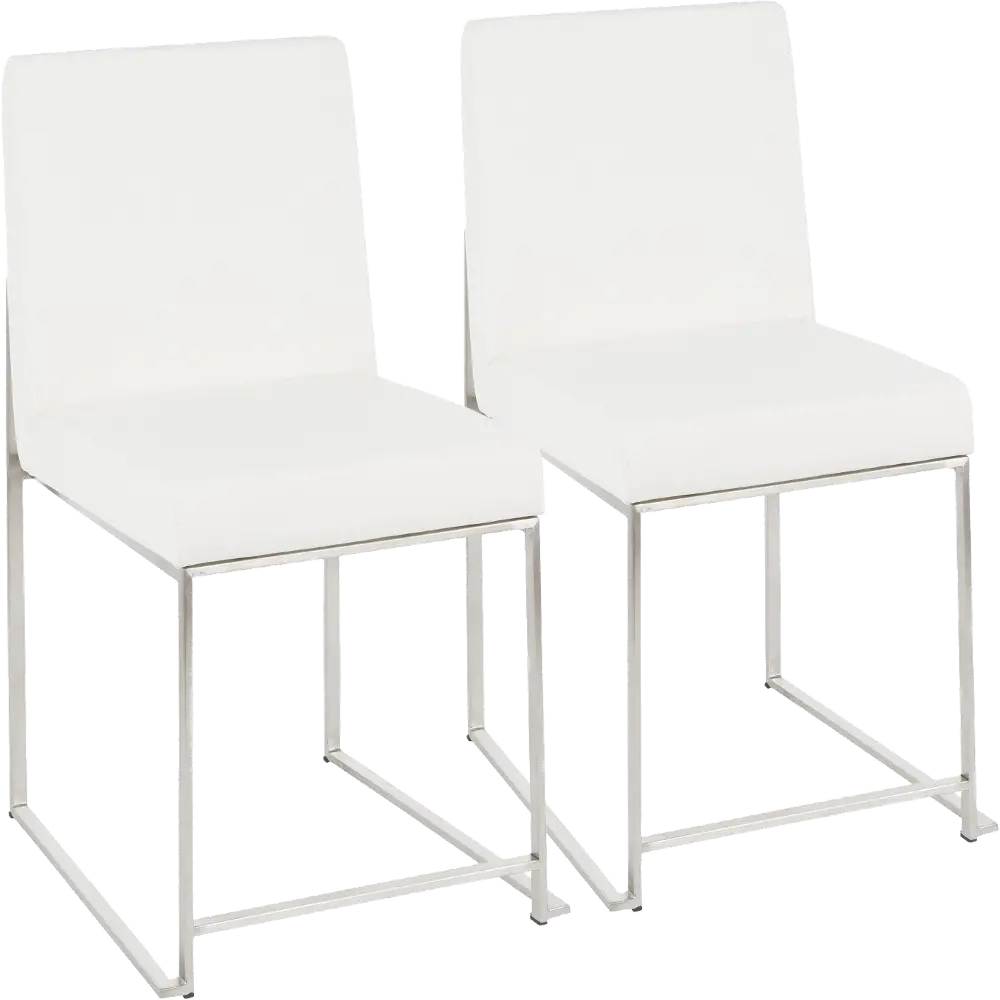 DC-HBFUJI SSW2 Fuji White and Silver Leather Dining Chairs, Set of 2-1
