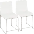 DC-HBFUJI SSW2 Fuji White and Silver Leather Dining Chairs, Set of 2