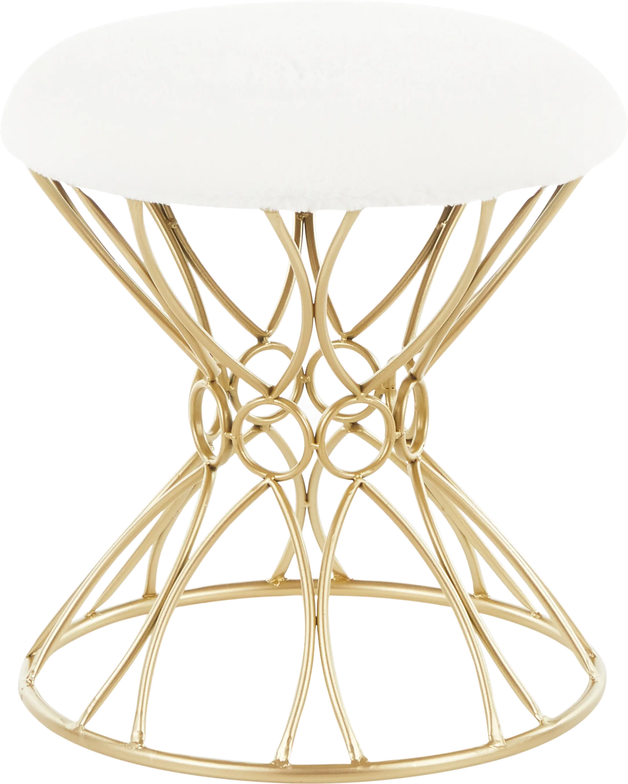 White Velvet Vanity Stool