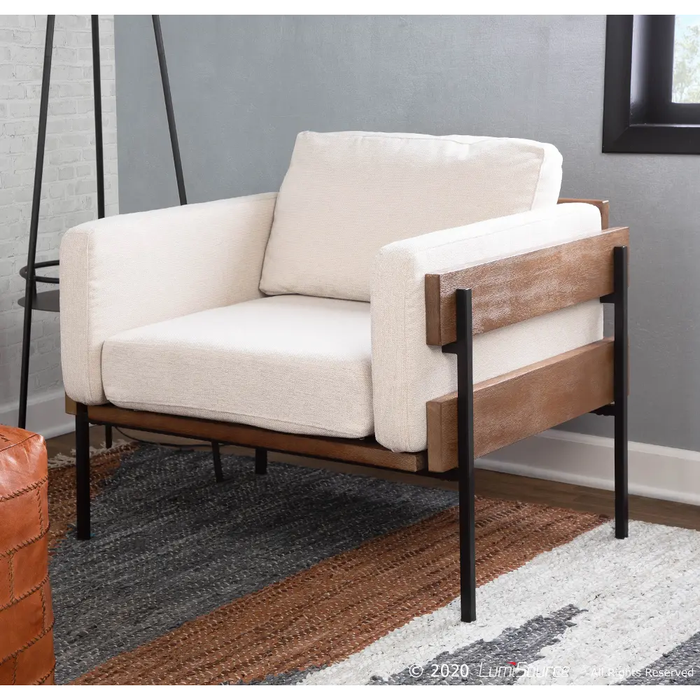 CHR-KARI BNCR Farmhouse Cream Faux Leather Accent Chair - Kari-1