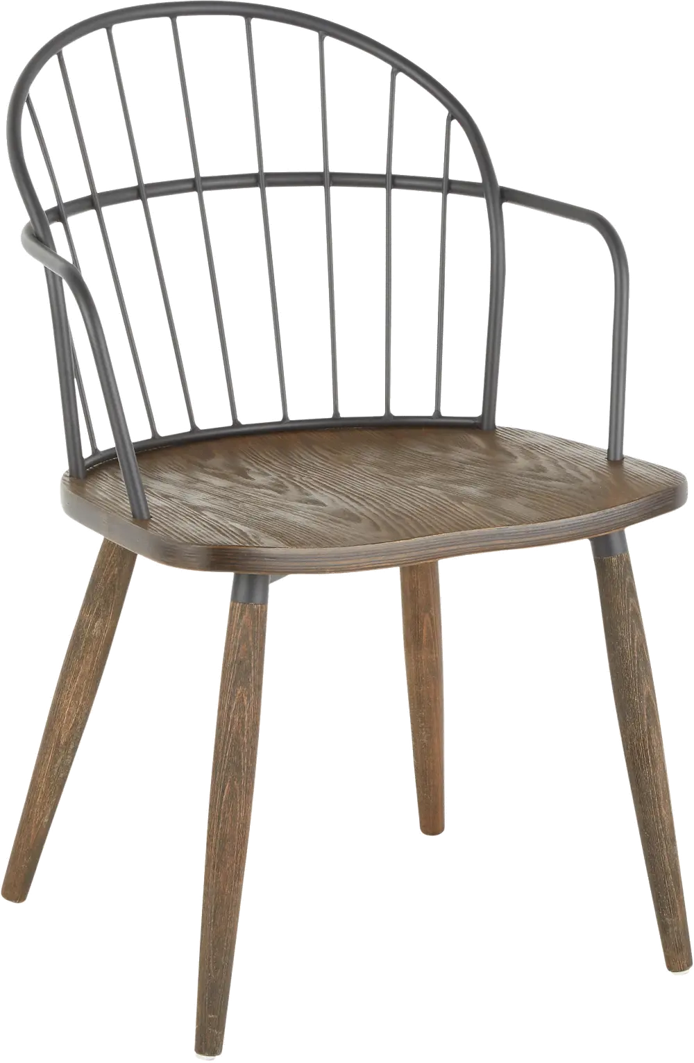 CH-RILEY BNBK Walnut and Black Industrial Chair-1
