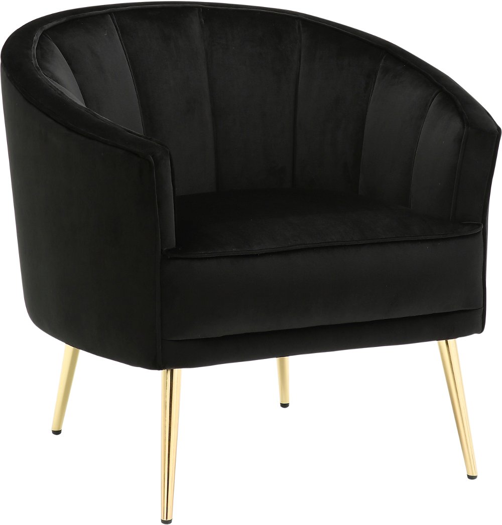 112302904 Tania Black Velvet Glam Accent Chair sku 112302904