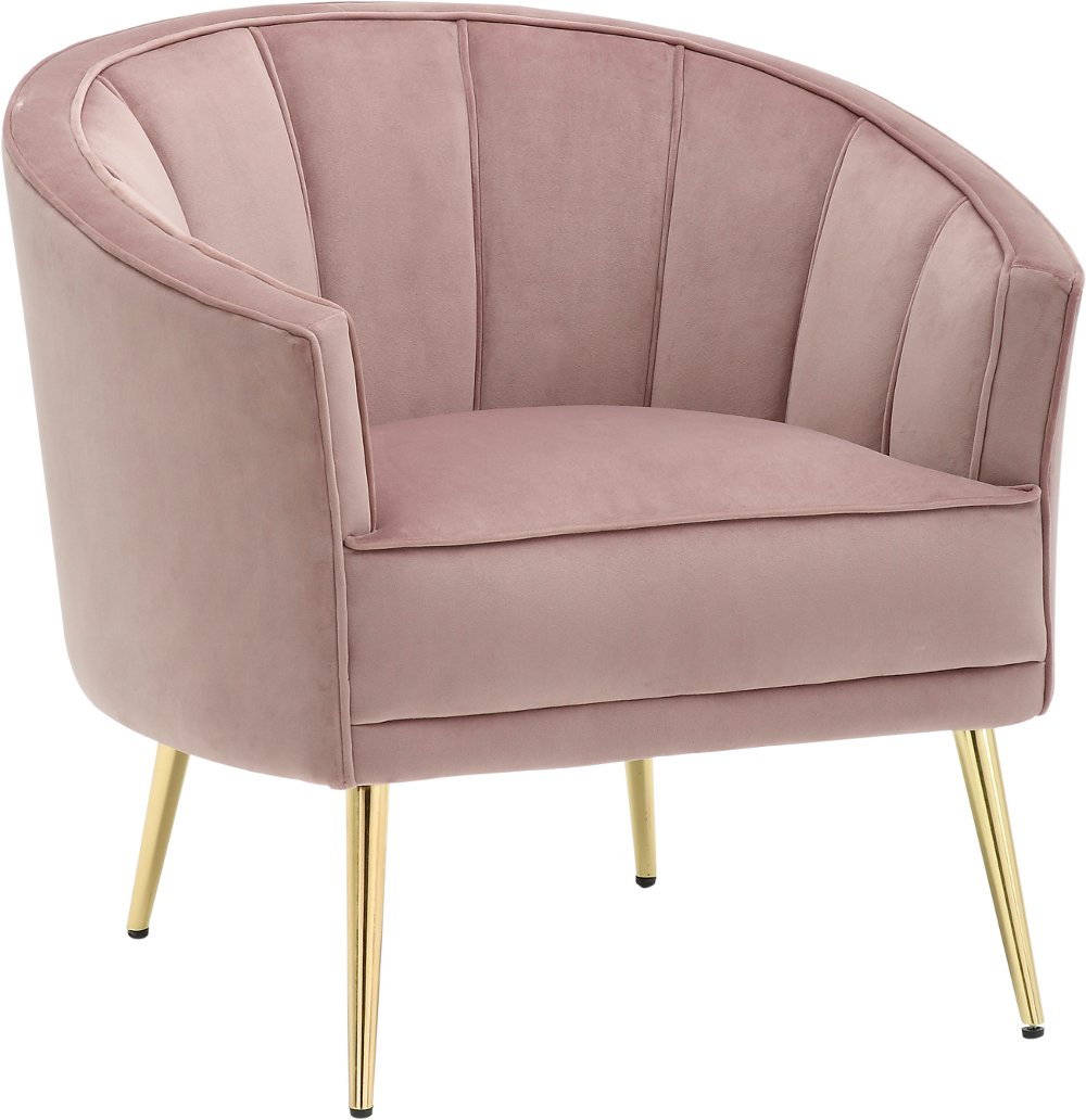 Tania Blush Pink Velvet Glam Accent Chair