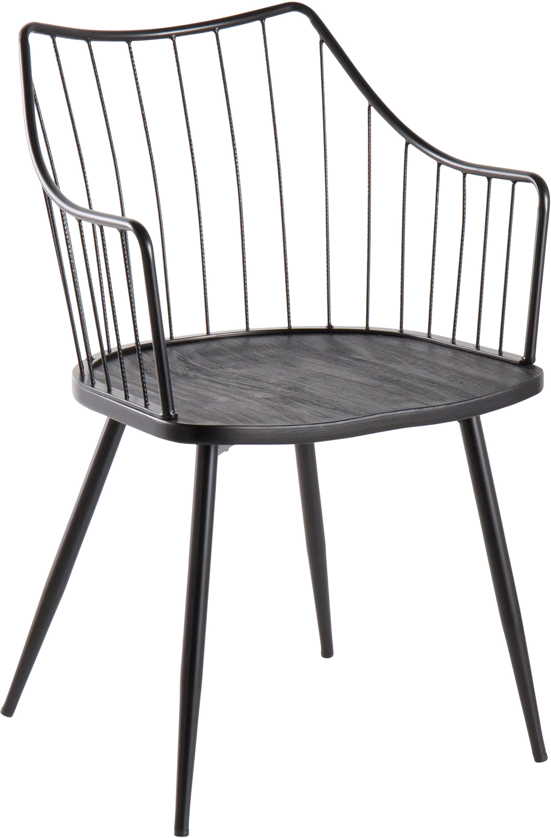 Winston Farmhouse Black Metal and Black Wood Chair