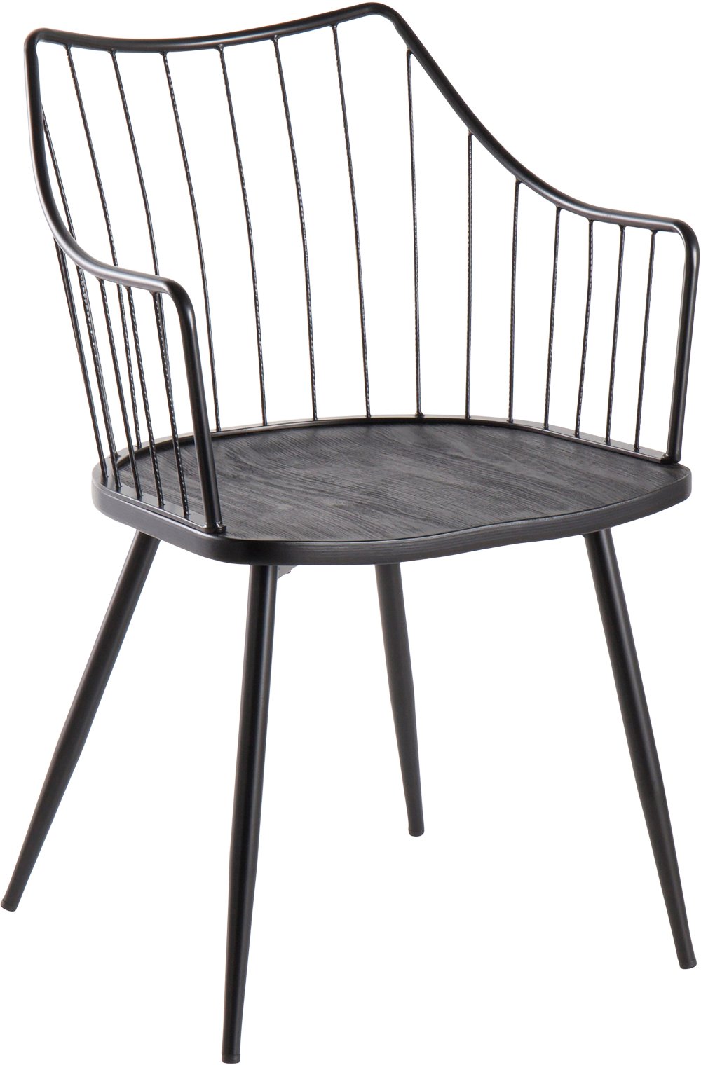 112302998 Winston Farmhouse Black Metal and Black Wood Chair sku 112302998